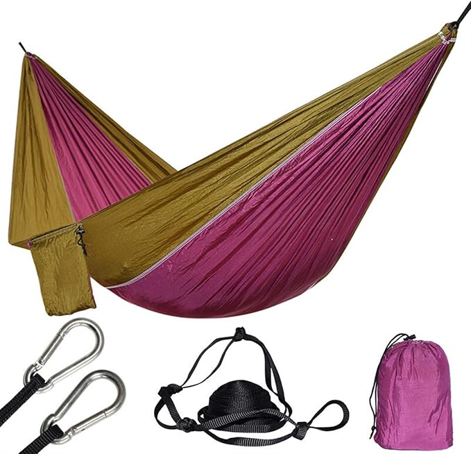 Swing Camping Hammock Double &amp Single Portable Hammocks with 2 Hanging Ropes Lightweight Nylon Parachute Hammocks for Backpacking Travel Beach Backyard Hiking Swing seat (Color : J) (B)