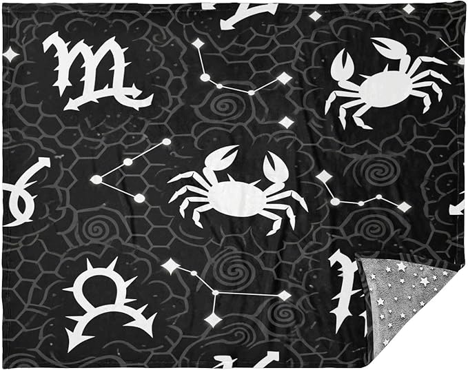 Throw Blanket For Office Black White Gothic Constellation Living Room Blankets 50 x 70 Inch