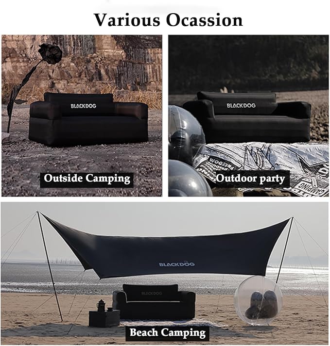Blackdog Inflatable Couch with Built in Pump Support 660lbs Portable Camping Air Sofa Tough &amp Tear-Resistant Fabric Folding Blow Up Couch for Camping Indoor Beach Music Festival Party