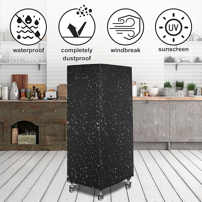 Bread Rack Cover with Zipper20tier Sheet Pan Rack/Bun Pan Rack Cover with Vents 23X28X64 Bakers Rack Cover with Transparent Window Bread Rack Cover for Waterproof and Dustproof Black