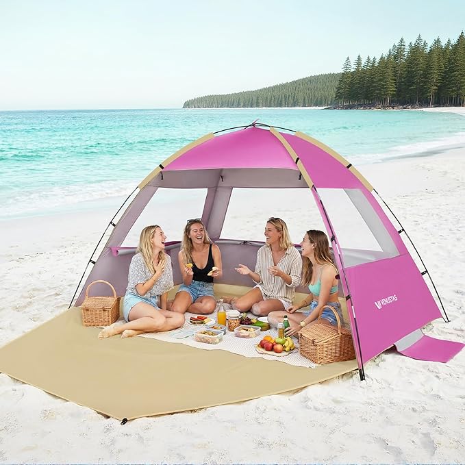 Venustas Beach Tent Sun Shelter for 3/4-5/6-7/8-10 Person UPF 50+ UV Protection Beach Canopy Lightweight and Easy Setup Cabana Portable Shade Tent