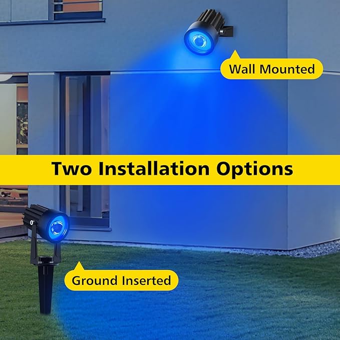 T-SUN Blue Solar Spotlights 2-in-1 Outdoor Waterproof Solar Landscape Spotlights for Garden Yard Paito Festival Decor(Blue)