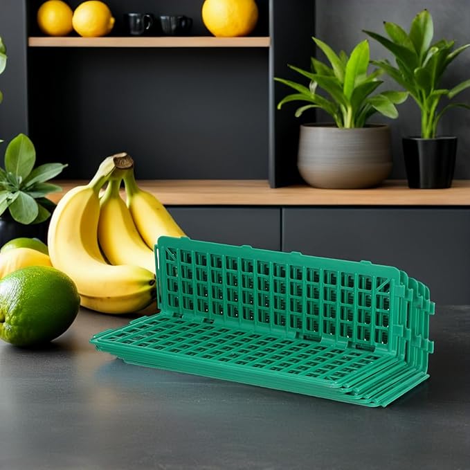 LOGOFUN 6pcs Plastic Shelf Rail Guardrail for Supermarket Produce Display with Green Divider