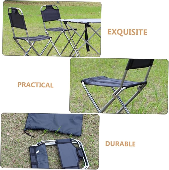 Fishing Camping Stool Lightweight Portable Folding Chair Outdoor Black