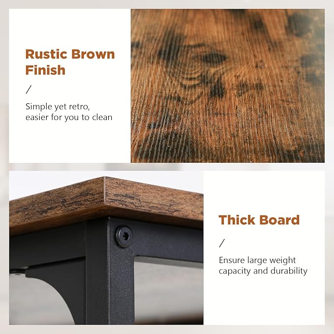3 Tier Kitchen CounterWooden Table TopKitchen Island Large Storage SpaceBrown