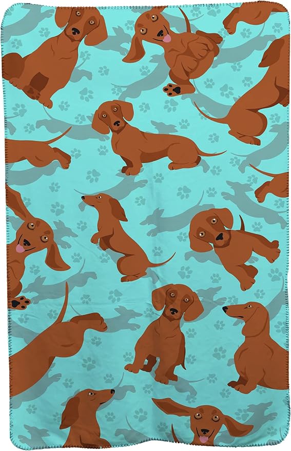 Caroline's Treasures MLM1048TBLT Red Dachshund Soft Travel Blanket with Bag Airplane Blanket Indoor Outdoor Camping Blanket for Traveling Picnics Beach Trips Concerts