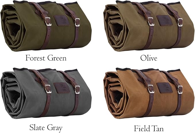1844 Helko Werk Handmade Waxed Canvas Cowboy Bedroll - Camp Bed Roll w Leather Straps &amp Zipper-Waterproof-Sleeping Bag (Bedroll Forest Green) #F8761FG