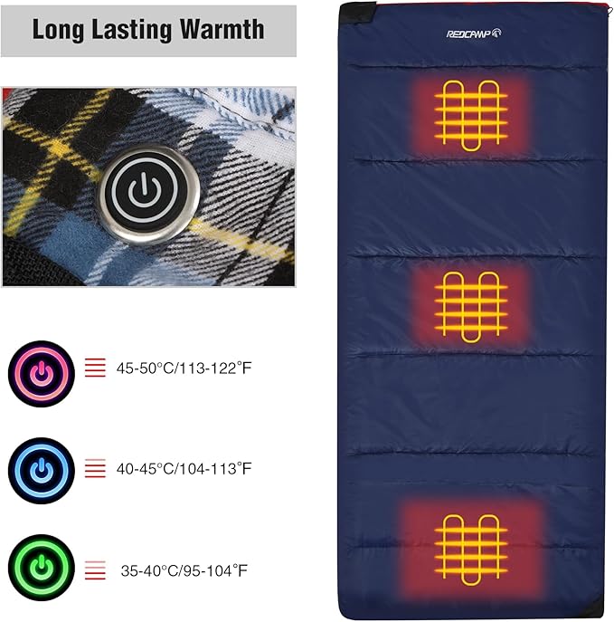 REDCAMP Cotton Flannel Sleeping Bag for Camping Backpacking Adults Cold Weather Envelope Sleeping Bags with 2/3/4/6lbs Filling