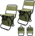 Jerify 2 Pcs Fishing Chair with Cooler Bag Multi-Function Foldable Compact Fishing Stool Hunting Chair Portable Backrest Stool with Folding Backpack for Finishing Camping Hunting Travel(Green)