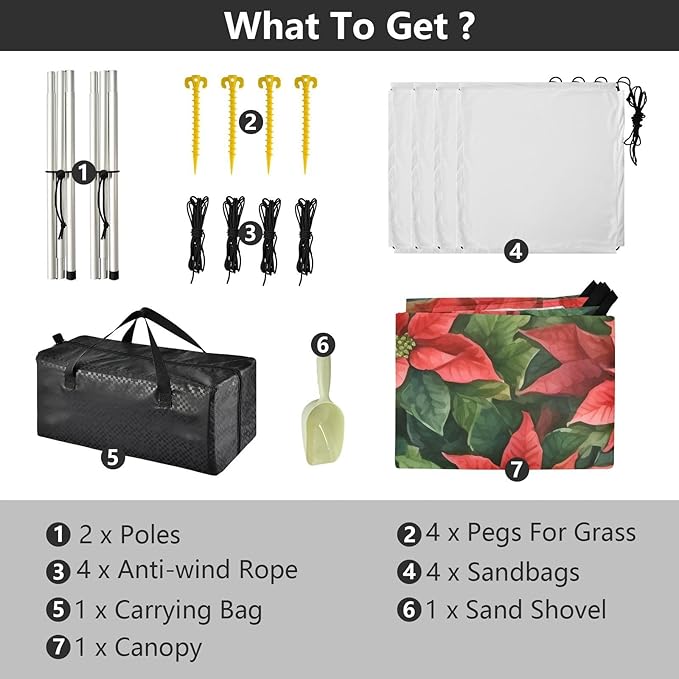 Poinsettia Christmas FlowerCamping Sun Shelters 9.2 x 10.5 FT Beach Canopy Tent Sun Shade with Carrying Bag for Camping Trips Fishing Backyard Fun or Picnics 21341262