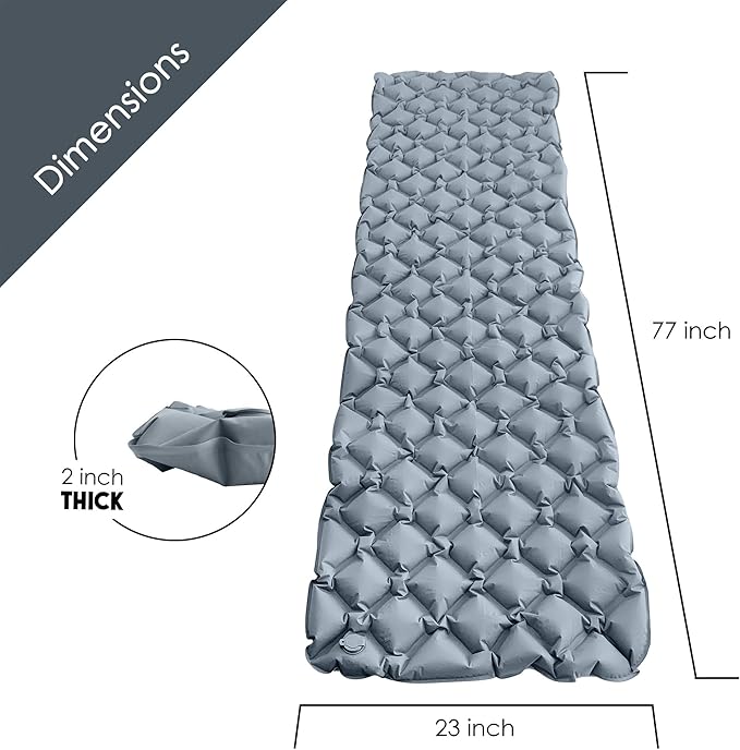 Ultralight Sleeping Pad for Camping - Lightweight Sleeping Mat for Backpacking - Inflatable &amp Compact Air Mattress