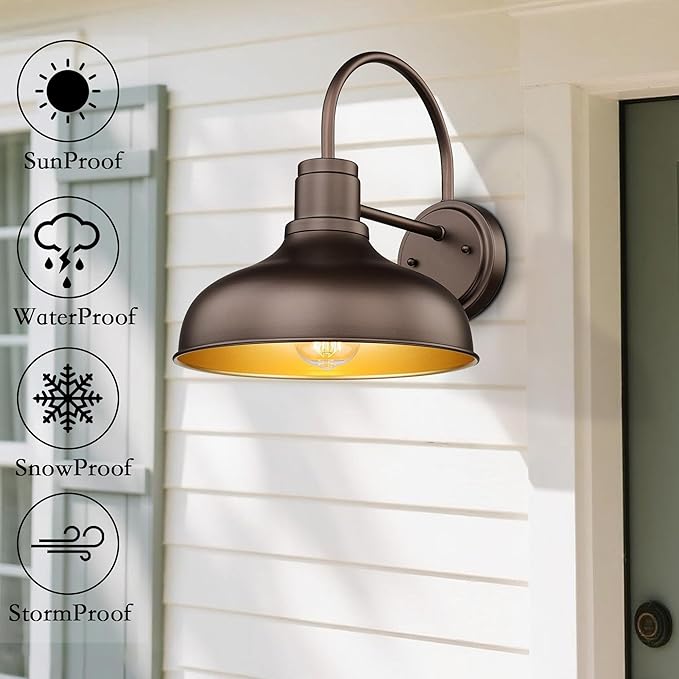 ALLGOT Outdoor Farmhouse Barn Lights Exterior Wall Mount Lights Vintage Wall Lighting Fixture Industrial Outdoor Sconce Lighting for Garage Front Door Porch Patio(Oil Rubbed Bronze 1 Pack)
