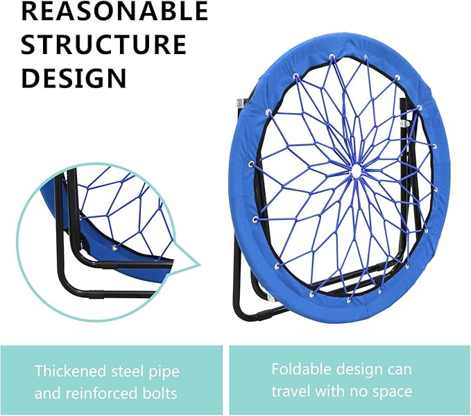 Bungee Chair Portable Foldable Dish Chair Bunjo Game Chair for Outdoor and Indoor and Camping and BBQ (Royal Blue)