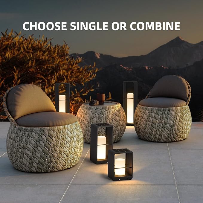 Solar Lanterns Outdoor Waterproof Patio Lights with 3000K LED Outdoor Lights Solar Powered with Remote Control Floor Lamp for Garden Yard Deck Backyard Porch and Landscape Lighting