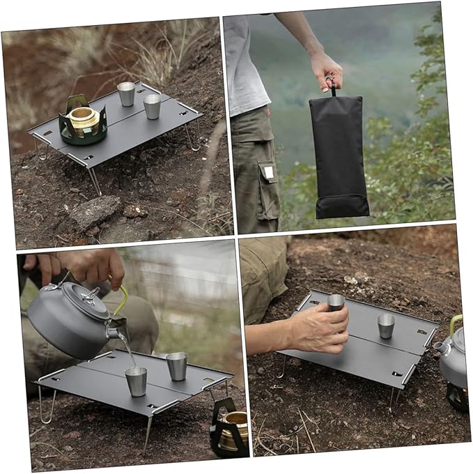 Foldable Aluminum Camping Table Lightweight Portable Picnic Desk Small Travel Table Handle for Outdoor Use