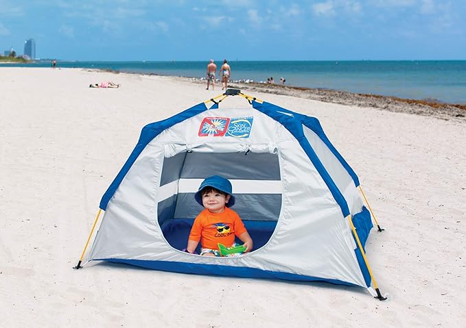RIO Brands Beach Total Sun Block UPF 50+ Baby Sun Shade Pop-Up Beach Shelter Silver 62 x 41 x 36 (ATSBSD103-2019-1)