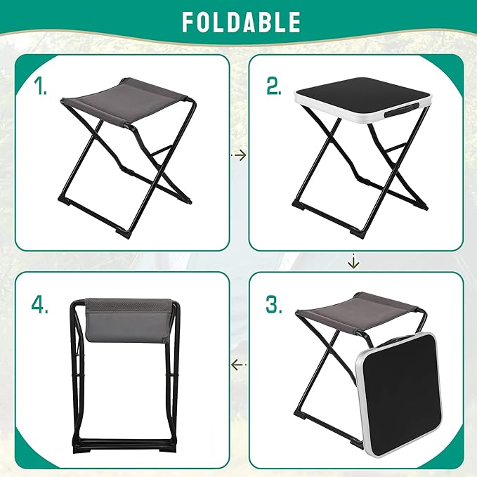 SUNNYFEEL 3 in 1 Folding Camping Table and Stool Footrest Lightweight Up to 300 LBS Easy to Carry Portable Camp Stool for Beach Fishing Trip Picnic Lawn Concert Outdoor