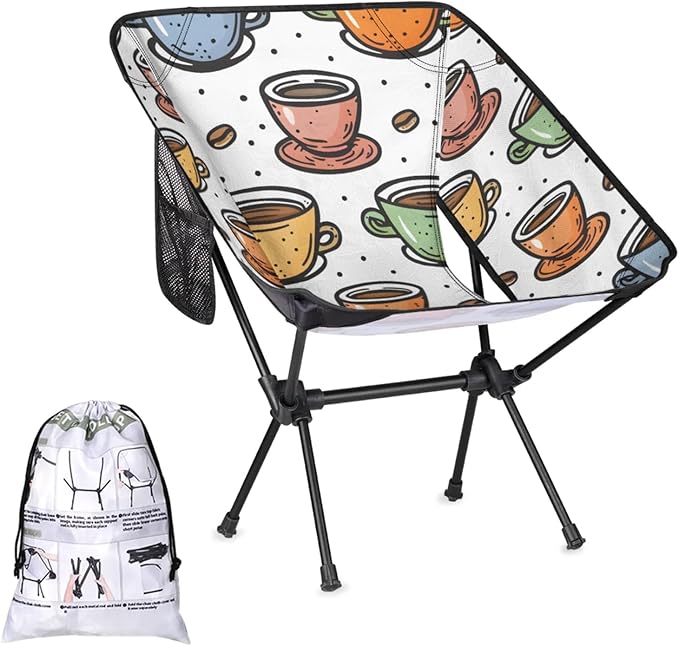 Honeybaby Folding Camping Chair Coffee Drinks Camping Chairs Lightweight Portable Chair Outdoor Foldable Chairs for Camping Travel Picnic Beach Hiking