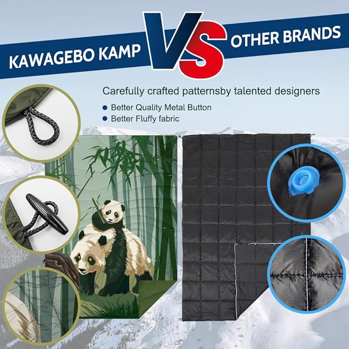 Camping Blanket Puffy - Outdoor Stadium Blanket Wearable Lightweight Packable Machine Washable Camping Quilt for Traveling Picnic Beach Party