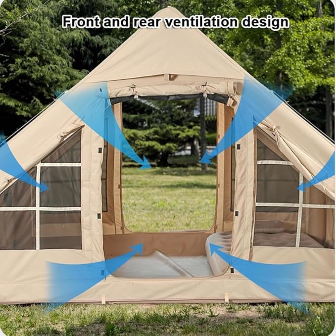 3-5 Person Family Inflatable Tents for Camping 6m² Waterproof 4-Season Blow-up Air Tent with Pump Outdoor Glamping Tents Large Family Tent for Friends Family Travel