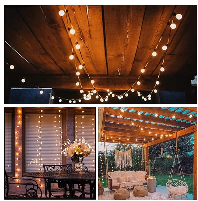 Abeja 25FT Outdoor String Lights G40 Globe Patio String Lights with 27 Frosted White Globe Bulbs Waterproof Connectable Hanging Lights for Outside Backyard Porch Umbrella Bistro Decor Black Wire
