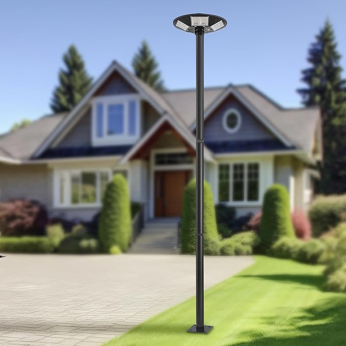 Street Light Pole 10ft Tall Split Street Lamp Post for Outdoor Street Courtyard Parking Lot Lighting Post Fixtures with Mounting Ground Cage (10FT 76mm)