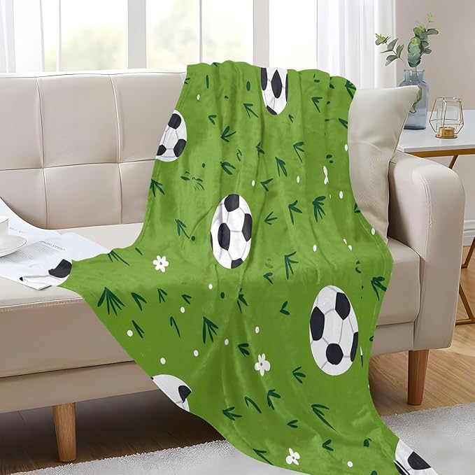 Soft Throws Green Field Football Blankets For Teen Girls 50 x 70 Inch