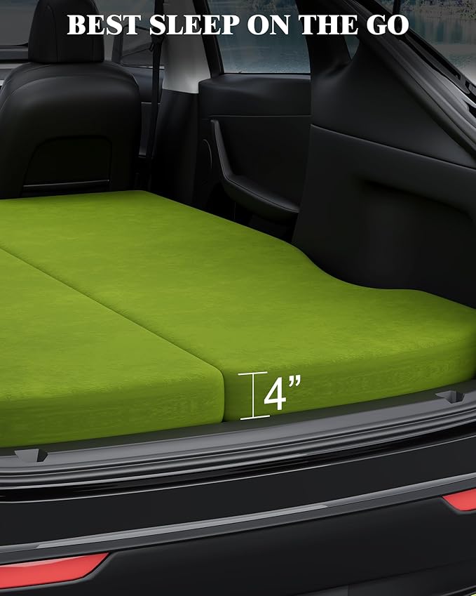 Zenzy Upgraded 2-Piece Split Memory Foam Mattress for Tesla Model Y | Easy Storage with 2 Bags Magic Link System | CertiPUR-US Machine Washable Cover