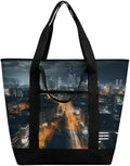 Insulated Shopping BagLarge Reusable Cooler Bags City Night View Printed Foldable Shopping BagTravel Waterproof Shoulder Bag