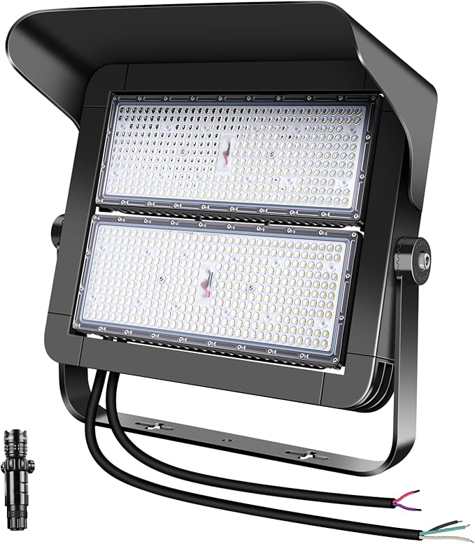ledmo 500W Dimmable Led High Mast Stadium Light 75000LM Super Bright Outdoor Arena Floodlight Adjustable IP66 5000K 100-277V Sports Court Lighting for Commercial Square Ballpark Large Yard Area