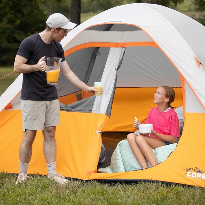 CORE Tent for Family Camping Hiking and Backpacking | 3 Person / 4 Person / 6 Person / 9 Person Person Dome Camp Tents with Included Tent Gear Loft for Outdoor Accessories