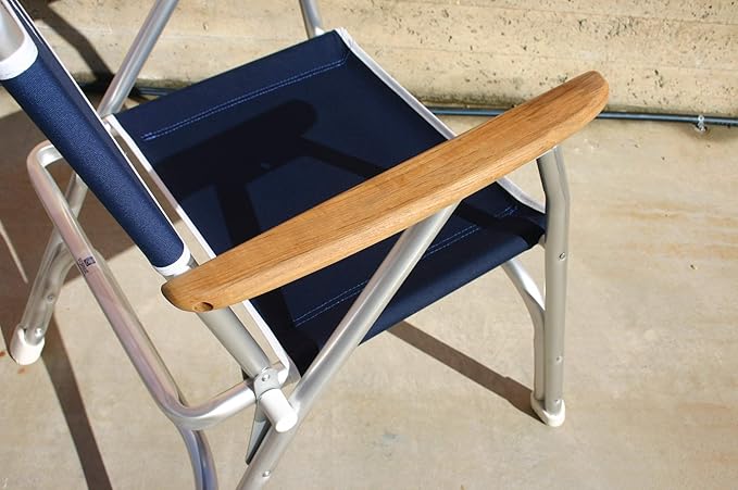 FORMA MARINE Boat Chair Blue Deck Folding Marine Aluminum Teak Furniture M100B