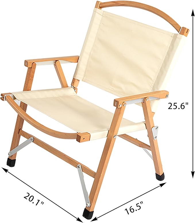 Portable Folding Camping Chair - Beechwood Beach Chair for Camping Lawn Hiking Sports Hunting Fishing Patio &amp Backyard 300 lbs Capacity with Carry Bag(White)