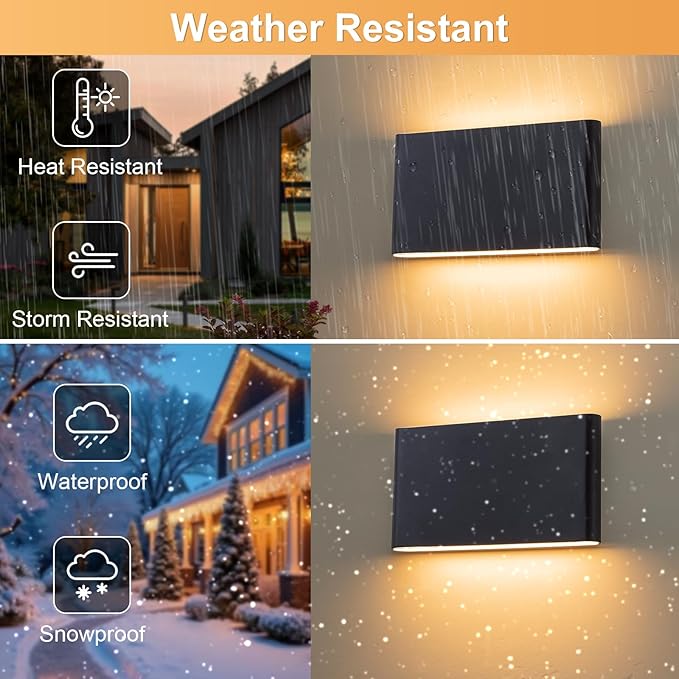Modern Outdoor Wall Sconce Black LED Outdoor Wall Light Fixtures 5.5 Up and Down Exterior Lighting Fixtures for House Porch Front Door Garage Yard Patio