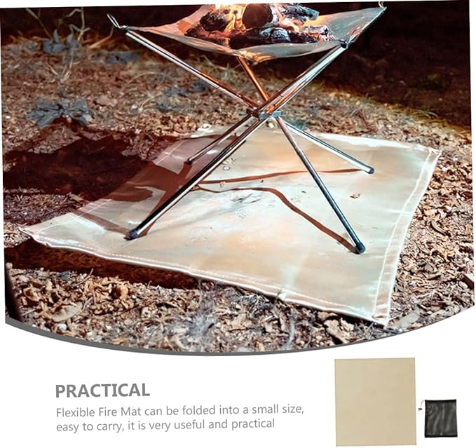 Milisten 1Set Fireproof Camping Grill Mat Heat Resistant Blanket Durable Fire Protection Cushion for BBQ Outdoor Use Easy to Store and Transport