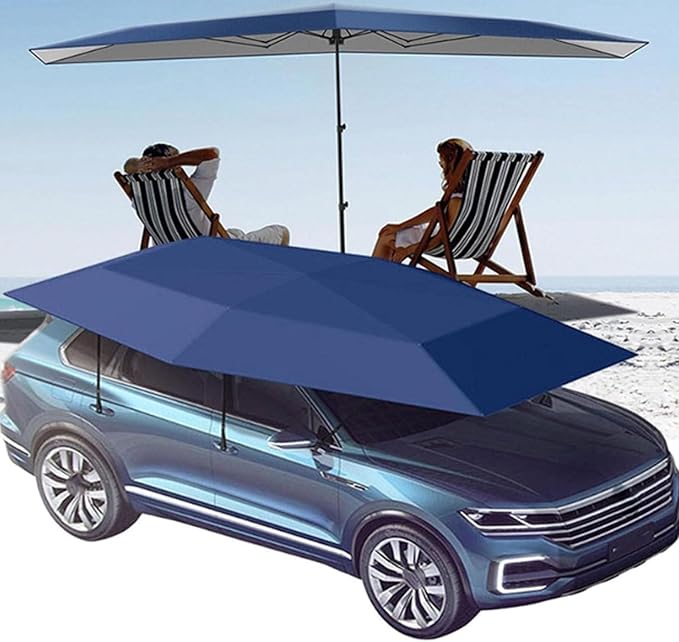 Fully Automatic Car Tent Umbrella Car Roof Top Sun Shade Cover with Remote Control Retractable Folding Movable Carport Pop Up for Outdoor Falling Leaves Blue-5m