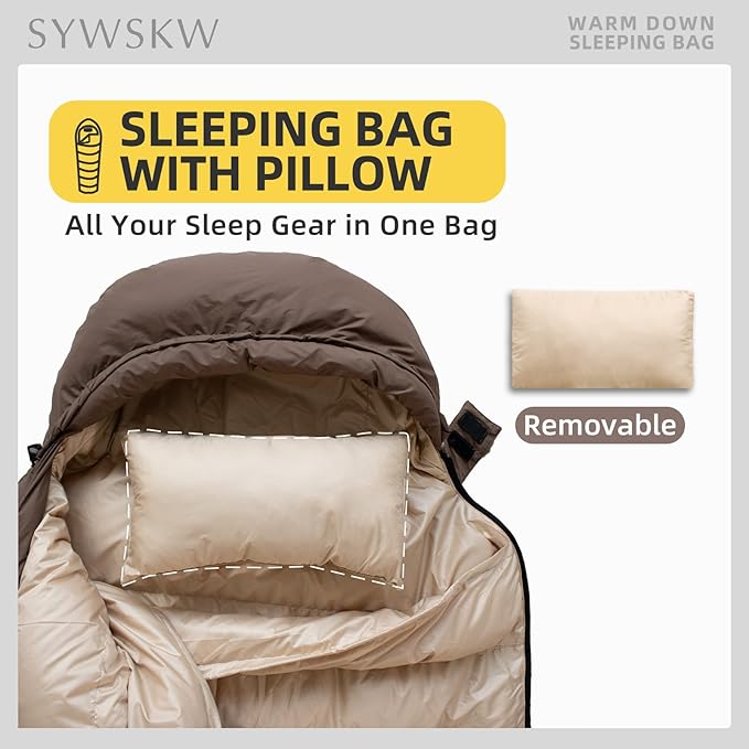 Ultralight Down Sleeping Bag with Pillow 15F 32F 45F Sleeping Bag for WomenMenYouth BackpackingHiking and Camping Outdoor with YKK Two-Way Zipper 680 FP Down