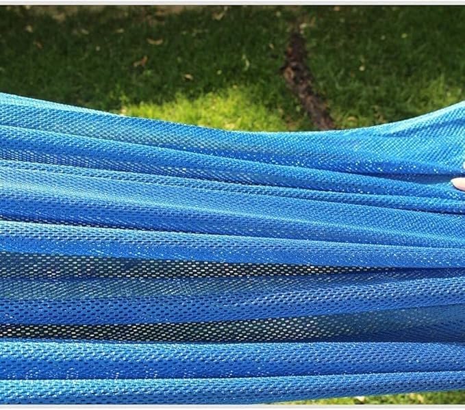 Outdoor Double Hammock Swing Bed Portable Ice Silk Mesh Hammock Lightweight Hanging Travel Hammock for Camping Hiking Picnic 200x150cm
