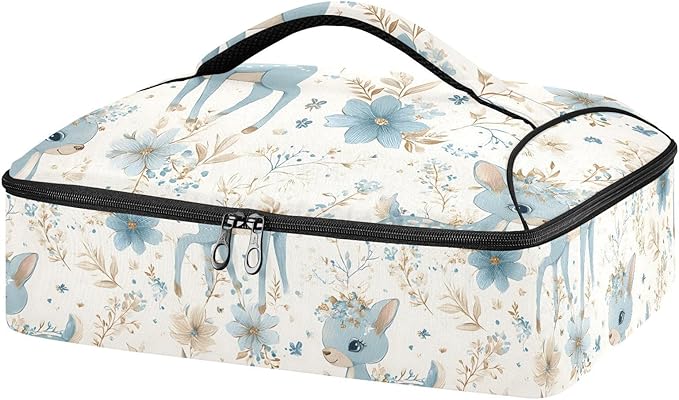Casserole Carrier Pattern Adorable DeerInsulated Casserole Carrier for Hot or Cold Food Thermal Lunch Tote for Potluck Parties Picnic Beach Fits 9 x 13 Inches Baking Dish