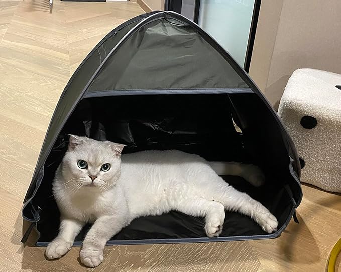 Small Pop Up Beach Tent with Meshed Window Portable Head Tent Beach Pet Shade for Small Dogs/Cats (Dark Green)