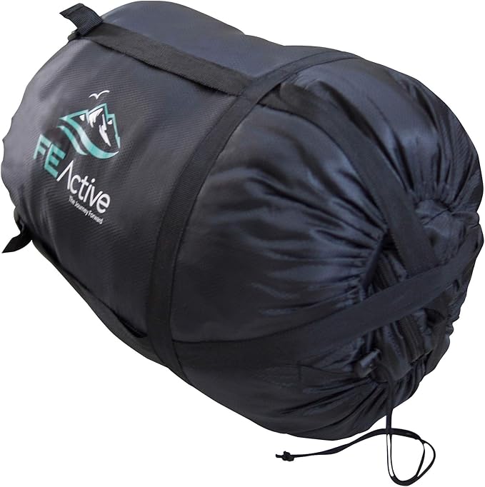 FE Active Camping Sleeping Bag - 3-4 Seasons Extra Long or Lightweight Hooded Warm Outdoor Compact &amp Lightweight Sleeping Bag for Camping Backpacking Hiking Travel | Designed in California US