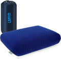 Camping Pillow Memory Foam Easy to Fold Camping Essentials Small Travel Pillows with Portable Bag Hiking Pillow for Backpacking Anti-Pilling Pillow Cover (Blue)