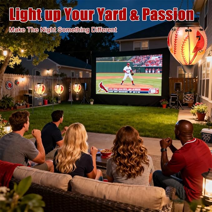 Hot Air Balloon Solar Lantern - Cardinal Bird Glass Lantern Simulated Flickering &amp Dancing Flame Outdoor Hanging Yard Light Waterproof IP65 for Patio Lawn Porch Decor Gift