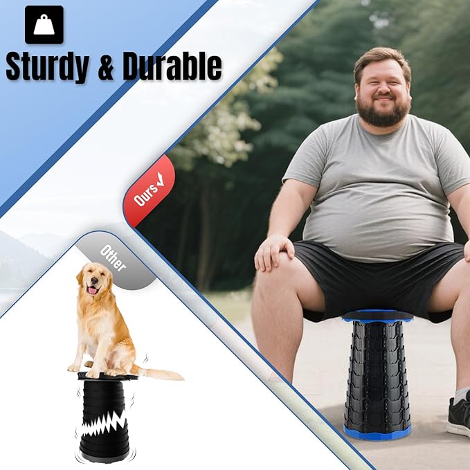 Upgraded Foldable Stool Thickened Set of 2 Portable Collapsible Stool Retractable Stool Foldable Portable Collapsible Chair for Fishing Hiking Tours BBQ Parties Outdoor Activities (Blue)