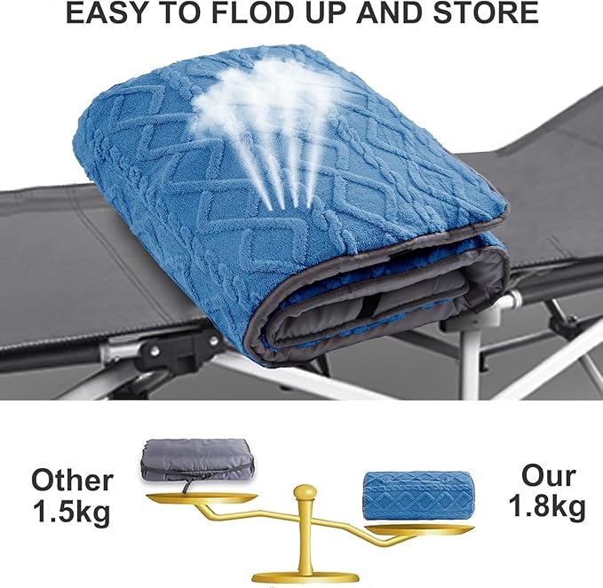 Folding Camping Cot Pad - Portable &amp Comfortable Outdoor Sleeping Mat with Elastic Strap Lightweight Waterproof Bottom Mattress Pad