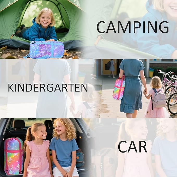 Sleeping Bag for Kids Girls Boys 3 Season Warm Lightweight Kids Sleeping Bag Waterproof Portable for Camping Outdoors Travel