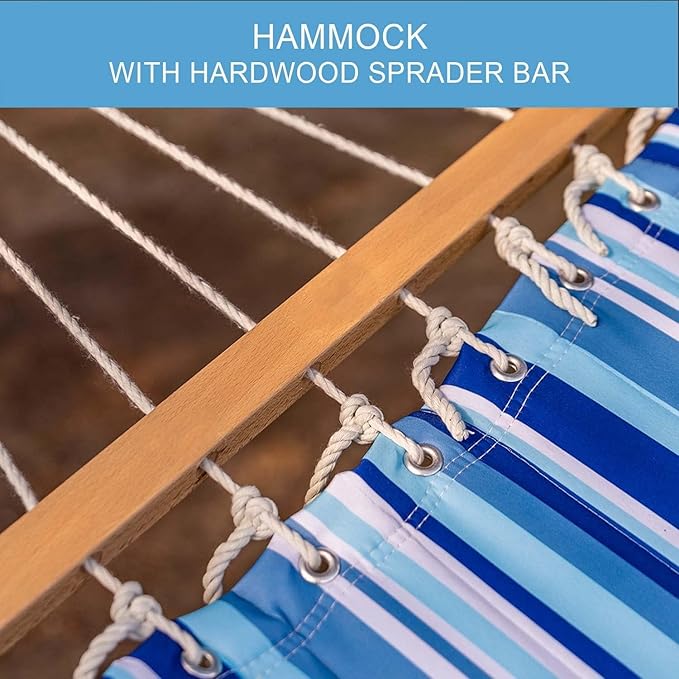 Lazy Daze Hammocks 12 FT Quilted Fabric Double Hammock with Spreader Bars and Detachable Pillow 450lbs Weight Capacity
