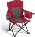 ARROWHEAD OUTDOOR Portable Deluxe Folding Camp Quad Chair w/Headrest Glass &amp Cup Holders Armest 6-can Cooler Heavy Duty Carry Bag 550 lbs Weight Capacity