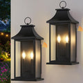 Large Outdoor Wall Lights Dusk to Dawn Sensor Outside Lights Exterior Lighting Fixtures Wall Mount Wall Sconce Light Outdoor Lanterns for Porch Black 22 2-Light 2-Pack