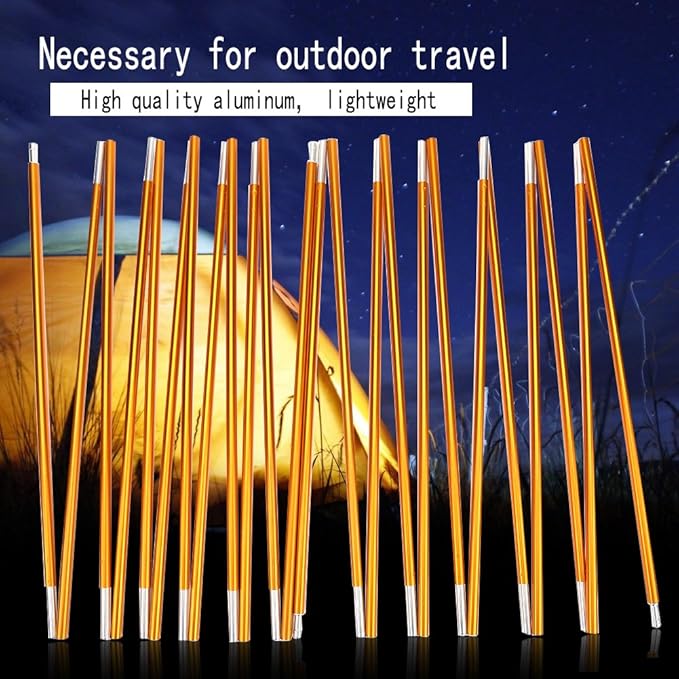 Tent Poles Replacement Lightweight Tent Pole Repair Kit -24 Sections Aluminum Alloy Anti- Windproof Tent Poles Awning Poles for Outdoor Camping